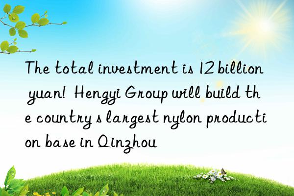 The total investment is 12 billion yuan!  Hengyi Group will build the country s largest nylon production base in Qinzhou