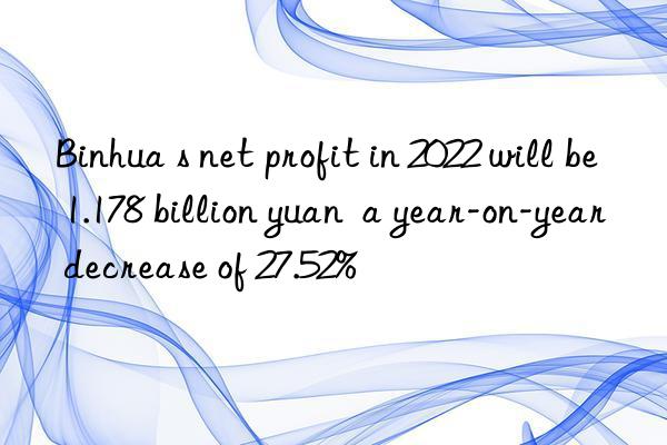 Binhua s net profit in 2022 will be 1.178 billion yuan  a year-on-year decrease of 27.52%