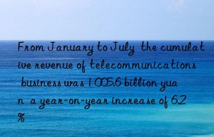 From January to July  the cumulative revenue of telecommunications business was 1 005.6 billion yuan  a year-on-year increase of 6.2%