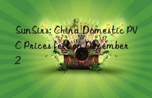 SunSirs: China Domestic PVC Prices fell on December 2