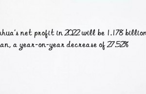 Binhua’s net profit in 2022 will be 1.178 billion yuan, a year-on-year decrease of 27.52%