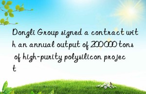 Dongli Group signed a contract with an annual output of 200 000 tons of high-purity polysilicon project