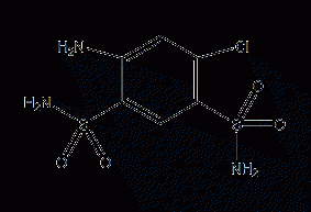 4-amino-6-chloro-1,3-benzenedisulfonamide structural formula