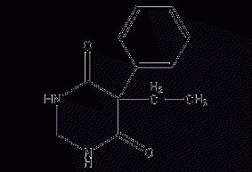 5-ethyl-5-phenyl-dihydro-4,6(1H,5H)-  Pyrimidinedione structural formula