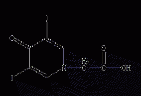 3,5-diiodo-4-pyridone-1-acetic acid structural formula