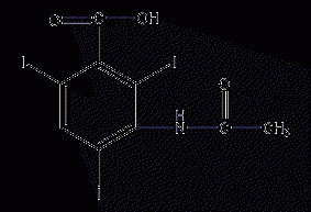 Structural formula of acetoiodobenzoic acid