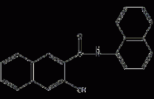 3-hydroxy-N-(1-naphthyl)-2-naphthylcarboxamide structural formula