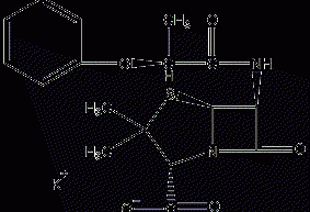 Structural formula of phenoxyethyl penicillin potassium