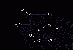 1-(hydroxymethyl)-5,5-dimethylhydantoin structural formula