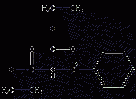 Structural formula of diethyl benzylmalonate